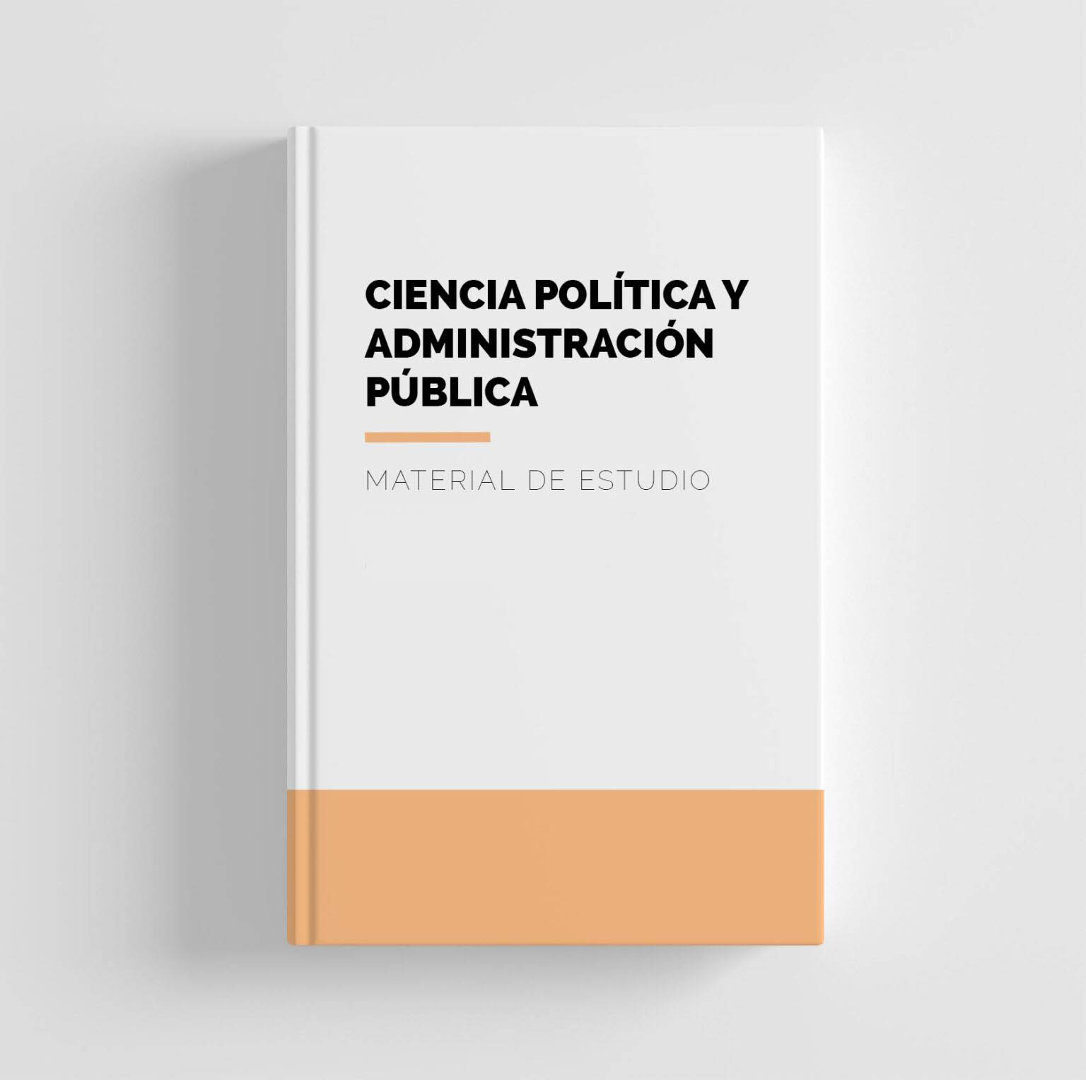 Ilustracion representativa donde esta un libro blanco con naranja dentro esta imagen viene el texto Ciencia política y administración publica