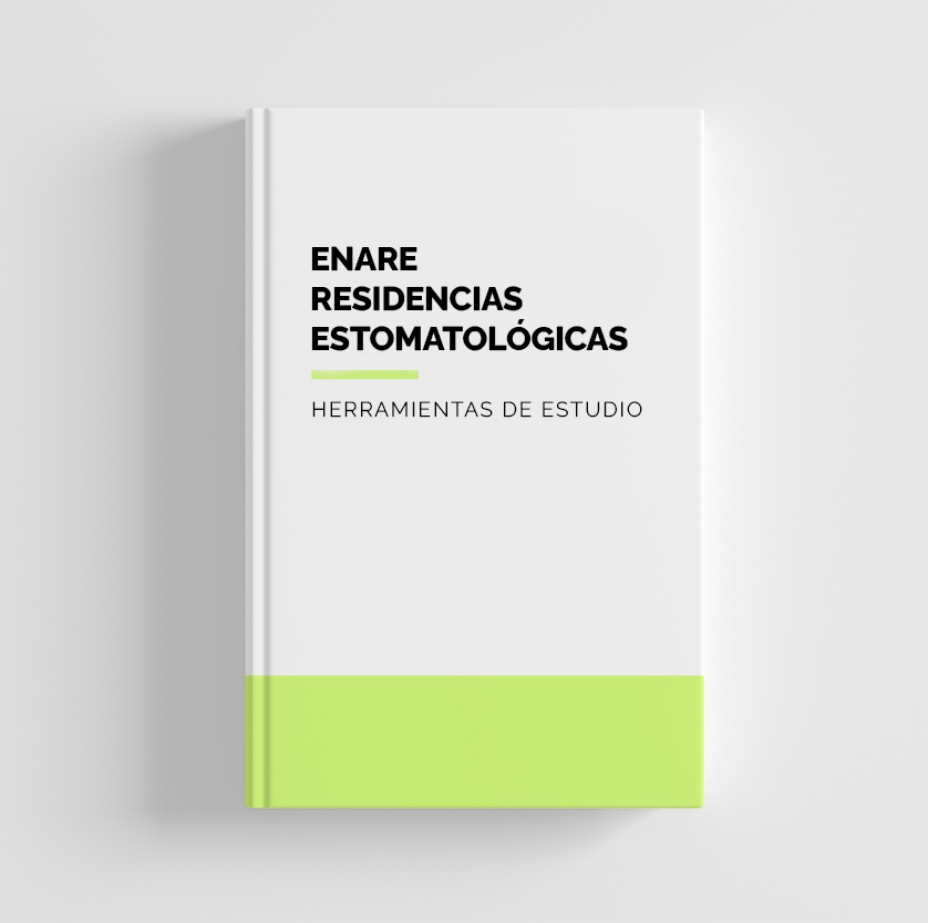 Libro ilustrativo con texto negro donde eltexto dice enare residencias estomatologicas